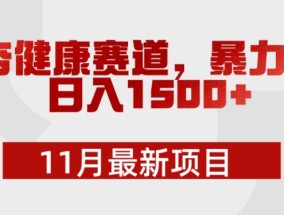 11月最新项目，男杏健康赛道，暴力掘金，日入1500+